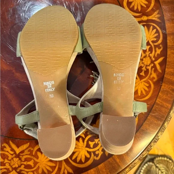 NWOT Aquatalia Women's Green Leather Zeus Heeled Sandal SZ 10 Made in Italy - Picture 5 of 11